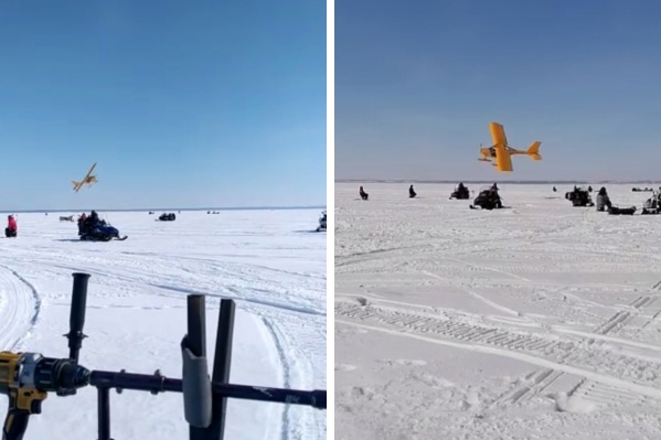 Спортивный самолет пролетел в нескольких метрах над сотнями рыбаков на Обском море — пугающее видео