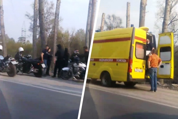 В Новосибирске мотоциклист попал в ДТП — на месте работал реанимобиль