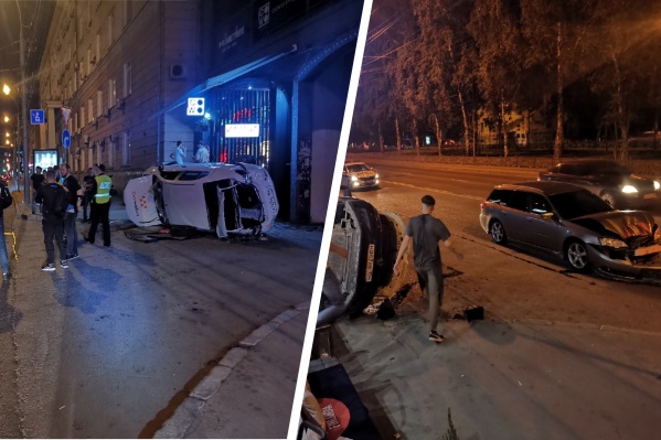 После ДТП на Красном проспекте такси «Ситимобил» перевернулось на бок — есть пострадавшие