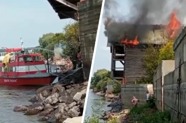 В Мочище загорелись дачные домики — спасателям пришлось отправить на место пожарный катер